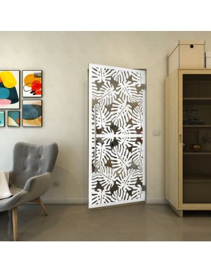 Pendeltür - Fineprint Model 158 Weiss auf Grauglas