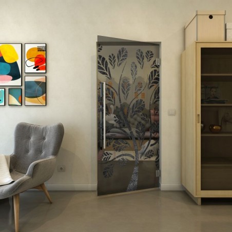 Pendeltür - Fineprint Model 159 Schwarz auf Grauglas