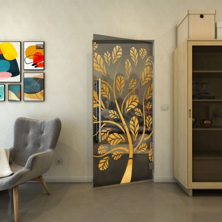Pendeltür - Fineprint Model 159 Gold auf Grauglas