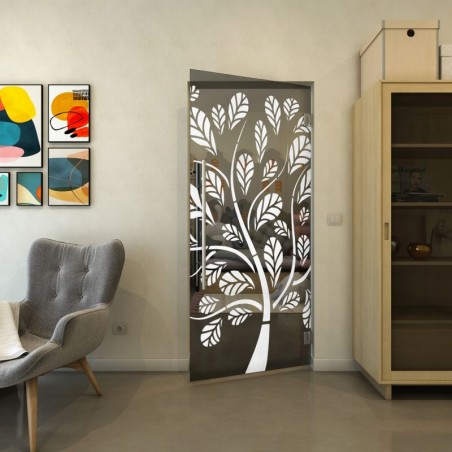 Pendeltür - Fineprint Model 159 Weiss auf Grauglas