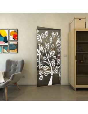 Pendeltür - Fineprint Model 159 Weiss auf Grauglas