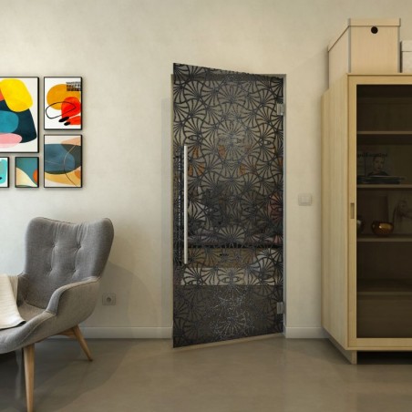 Pendeltür - Fineprint Model 160 Schwarz auf Grauglas