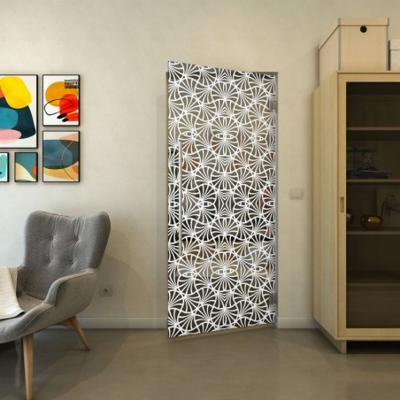 Pendeltür - Fineprint Model 160 Weiss auf Grauglas