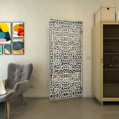 Pendeltür - Fineprint Model 161 Weiss auf Grauglas