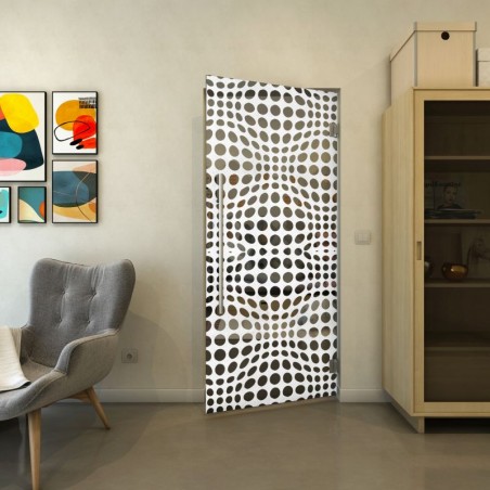 Pendeltür - Fineprint Model 162 Weiss auf Grauglas