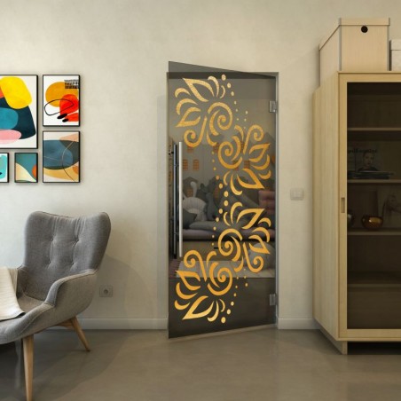 Pendeltür - Fineprint Model 163 Gold auf Grauglas