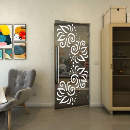 Pendeltür - Fineprint Model 163 Weiss auf Grauglas