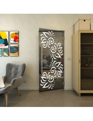 Pendeltür - Fineprint Model 163 Weiss auf Grauglas