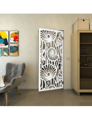 Pendeltür - Fineprint Model 165 Weiss auf Grauglas