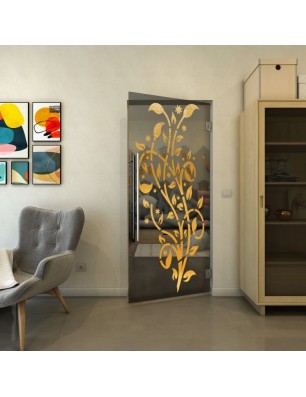 Pendeltür - Fineprint Model 166 Gold auf Grauglas