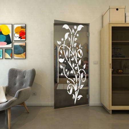 Pendeltür - Fineprint Model 166 Weiss auf Grauglas