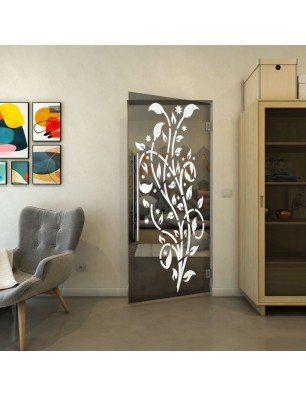 Pendeltür - Fineprint Model 166 Weiss auf Grauglas