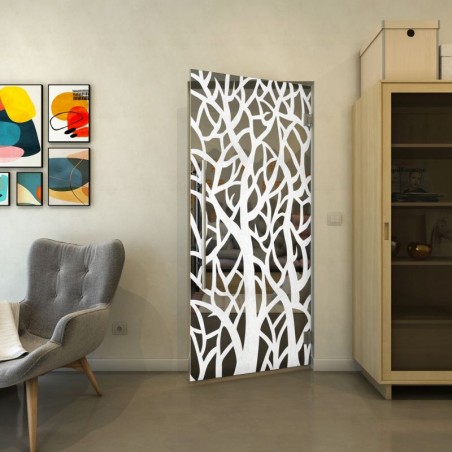 Pendeltür - Fineprint Model 167 Weiss auf Grauglas