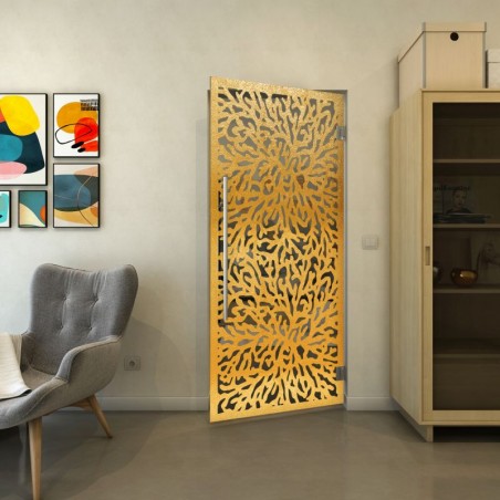 Pendeltür - Fineprint Model 168 Gold auf Grauglas