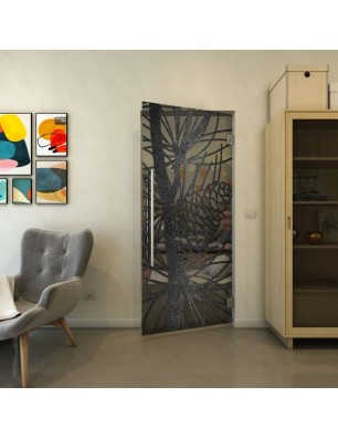 Pendeltür - Fineprint Model 169 Schwarz auf Grauglas