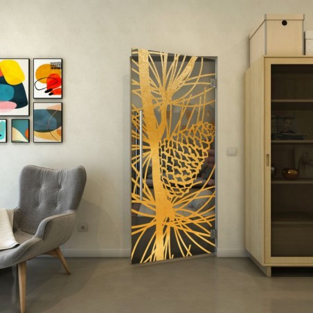Pendeltür - Fineprint Model 169 Gold auf Grauglas