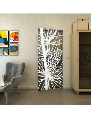 Pendeltür - Fineprint Model 169 Weiss auf Grauglas