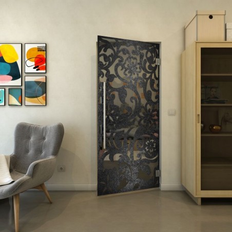 Pendeltür - Fineprint Model 170 Schwarz auf Grauglas