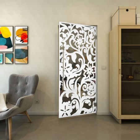 Pendeltür - Fineprint Model 170 Weiss auf Grauglas