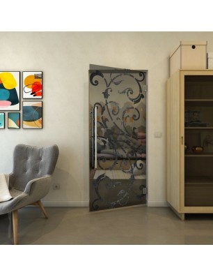 Pendeltür - Fineprint Model 171 Schwarz auf Grauglas