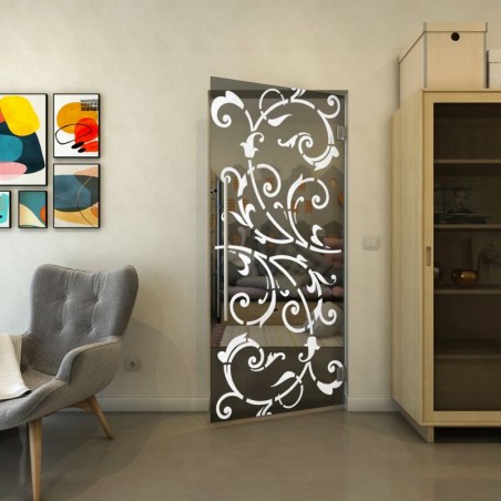 Pendeltür - Fineprint Model 171 Weiss auf Grauglas