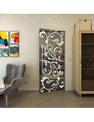 Pendeltür - Fineprint Model 171 Weiss auf Grauglas