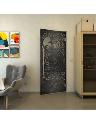 Pendeltür - Fineprint Model 172 Schwarz auf Grauglas