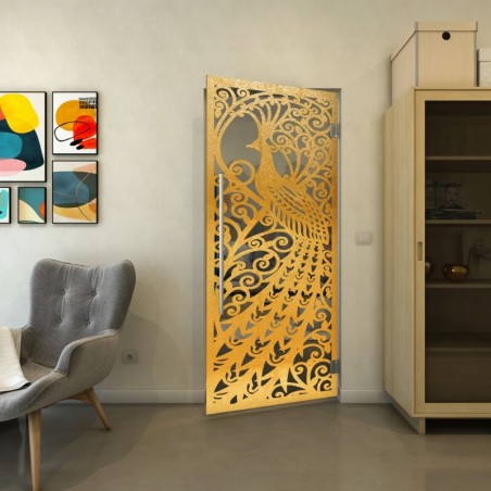 Pendeltür - Fineprint Model 172 Gold auf Grauglas