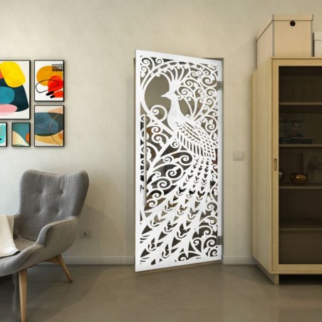 Pendeltür - Fineprint Model 172 Weiss auf Grauglas