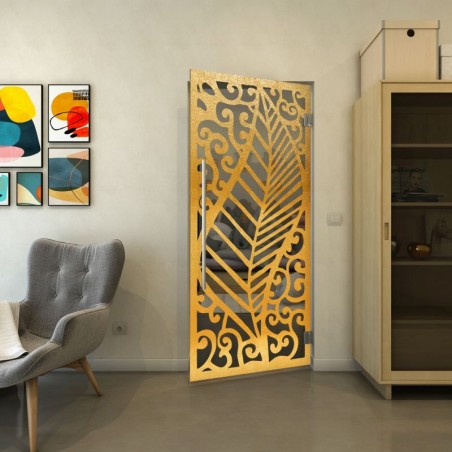 Pendeltür - Fineprint Model 173 Gold auf Grauglas