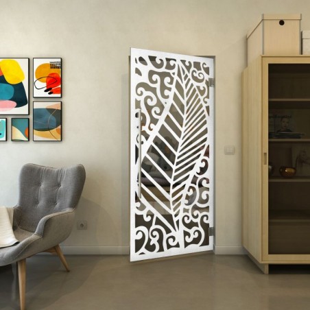 Pendeltür - Fineprint Model 173 Weiss auf Grauglas