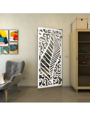 Pendeltür - Fineprint Model 173 Weiss auf Grauglas