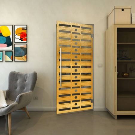 Pendeltür - Fineprint Model 174 Gold auf Grauglas