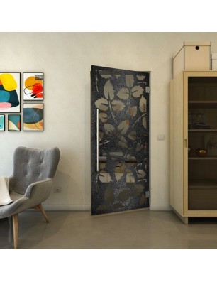 Pendeltür - Fineprint Model 175 Schwarz auf Grauglas