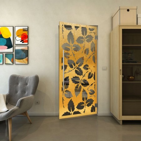 Pendeltür - Fineprint Model 175 Gold auf Grauglas