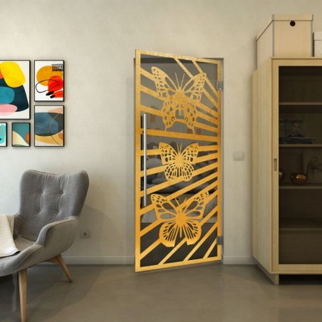 Pendeltür - Fineprint Model 176 Gold auf Grauglas