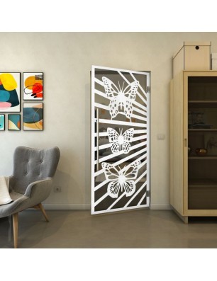 Pendeltür - Fineprint Model 176 Weiss auf Grauglas