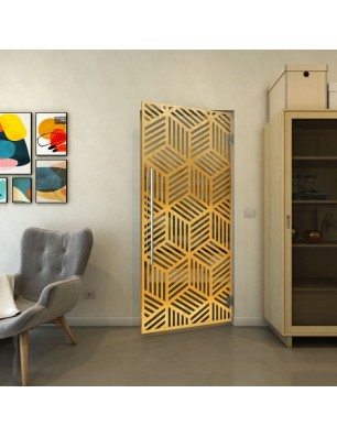 Pendeltür - Fineprint Model 179 Gold auf Grauglas