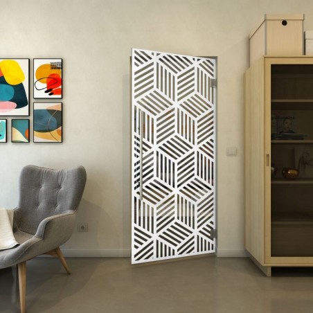 Pendeltür - Fineprint Model 179 Weiss auf Grauglas