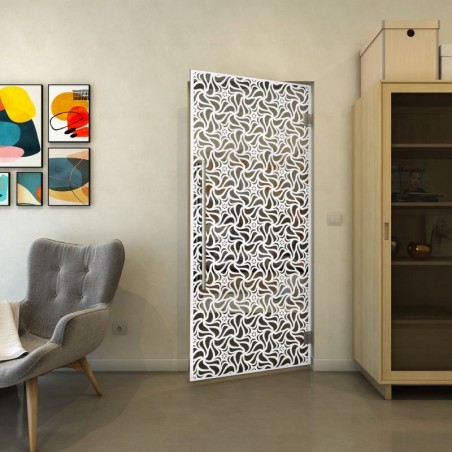 Pendeltür - Fineprint Model 180 Weiss auf Grauglas