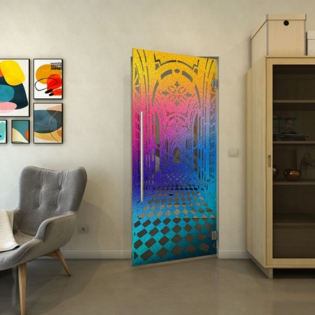 Pendeltür - Fineprint Model 181 Verlauf auf Grauglas