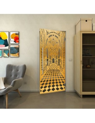 Pendeltür - Fineprint Model 181 Gold auf Grauglas