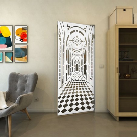 Pendeltür - Fineprint Model 181 Weiss auf Grauglas