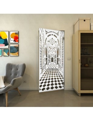 Pendeltür - Fineprint Model 181 Weiss auf Grauglas