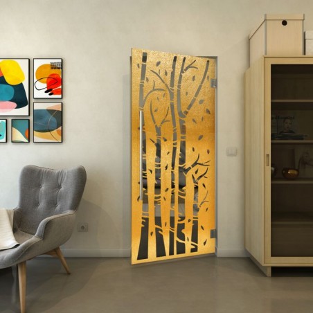 Pendeltür - Fineprint Model 182 Gold auf Grauglas