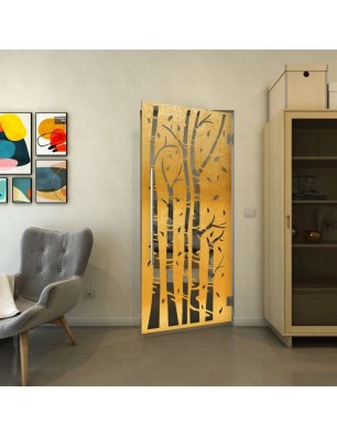 Pendeltür - Fineprint Model 182 Gold auf Grauglas