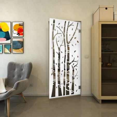 Pendeltür - Fineprint Model 182 Weiss auf Grauglas