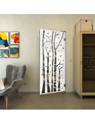 Pendeltür - Fineprint Model 182 Weiss auf Grauglas