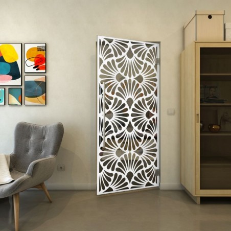 Pendeltür - Fineprint Model 183 Weiss auf Grauglas