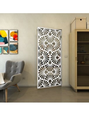 Pendeltür - Fineprint Model 183 Weiss auf Grauglas